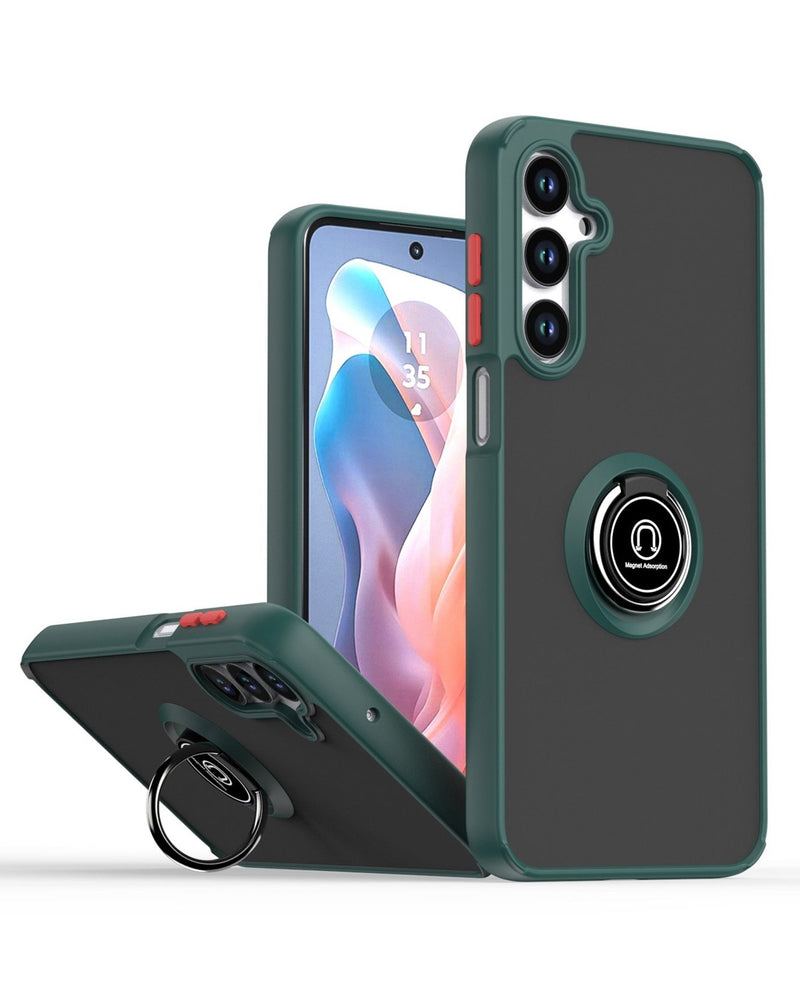 Hard PC Rear / Soft TPU Colorful Border Case with I - ring Holder - Galaxy S25 FE (Only Ground Shipping) - Banana Cellular Solutions