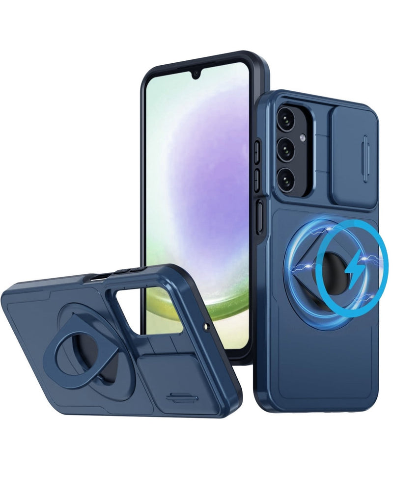 Ring Stand Case & Camera Lens Sliding Cover for Galaxy S25 Plus (Only Ground Shipping) - Banana Cellular Solutions