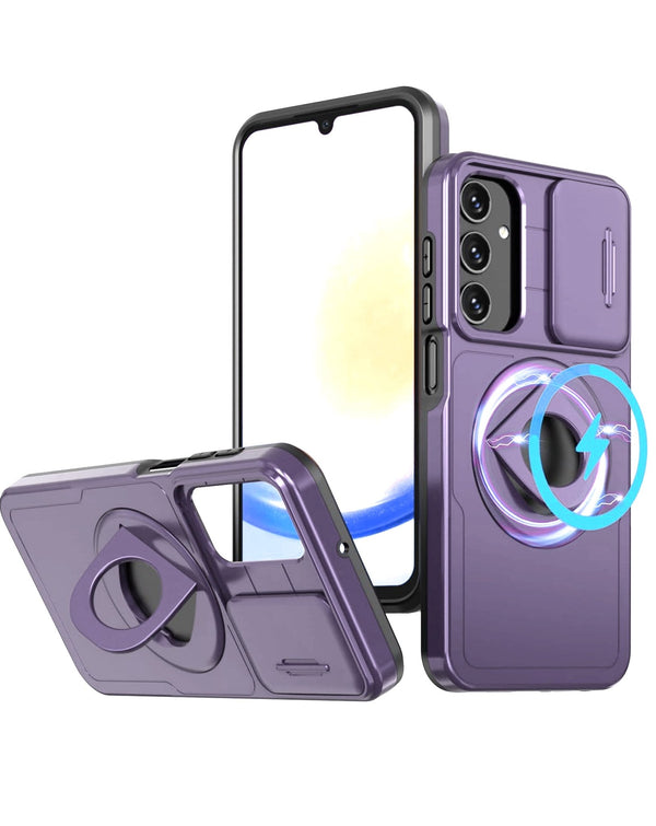 Ring Stand Case & Camera Lens Sliding Cover for Galaxy S25 Plus (Only Ground Shipping) - Banana Cellular Solutions