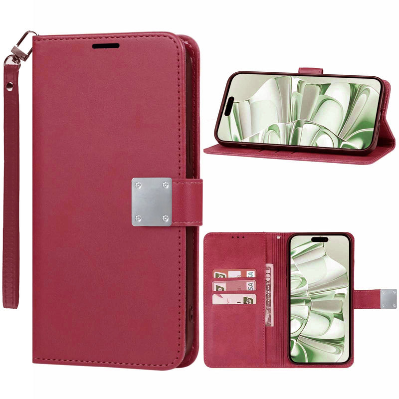 Elegant Leather Wallet Case with Wristlet Strap for Galaxy S25 Ultra (Only Ground Shipping) - Banana Cellular Solutions