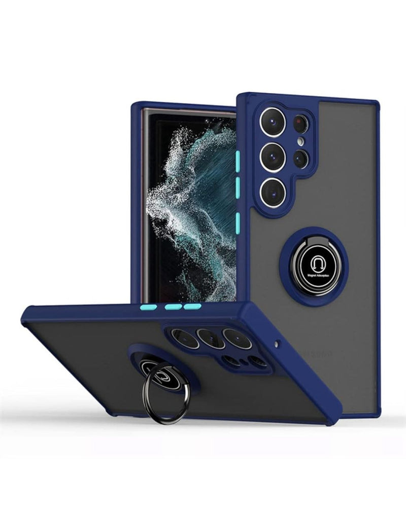 Galaxy S25 Ultra Hard PC Rear / Soft TPU Colorful Border Case with I - ring Holder (Only Ground Shipping) - Banana Cellular Solutions