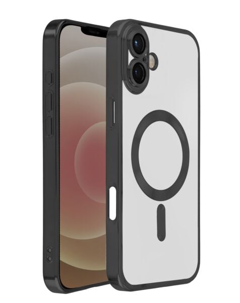 iPhone 16 Shiny Wireless Charging Clear Case - BLACK