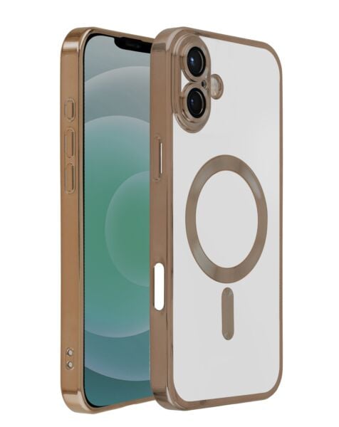 iPhone 16 Shiny Wireless Charging Clear Case - GOLD