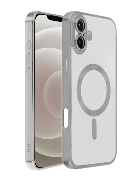 iPhone 16 Shiny Wireless Charging Clear Case - SILVER