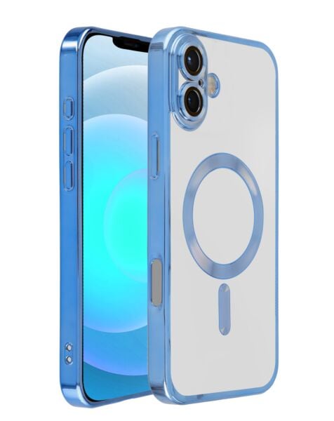 iPhone 16 Shiny Wireless Charging Clear Case - SPACE BLUE