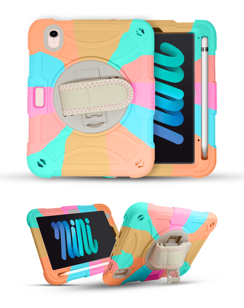 Hand Adjustable Heavy Duty Case with Shoulder Strap for iPad Mini 6 / 7 (A17 Pro) (Only Ground Shipping)