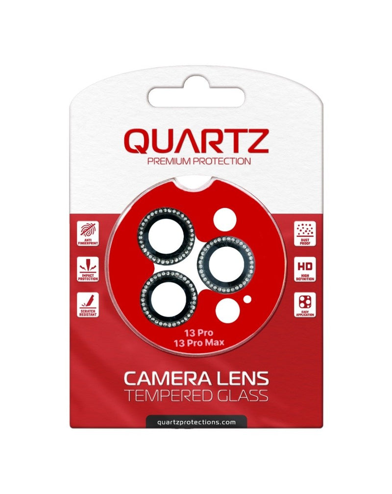 QUARTZ HD Tempered Diamonds Metal Ring for iPhone 13 Pro Max / 13 Pro Back Camera (BLACK) - Banana Cellular Solutions