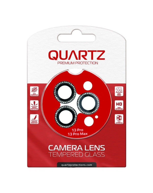 QUARTZ HD Tempered Diamonds Metal Ring for iPhone 13 Pro Max / 13 Pro Back Camera (BLACK) - Banana Cellular Solutions