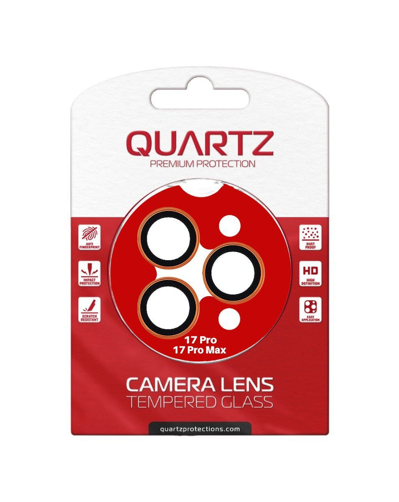 QUARTZ HD Tempered Glass with Metal Ring for iPhone 17 Pro / 17 Pro Max Back Camera