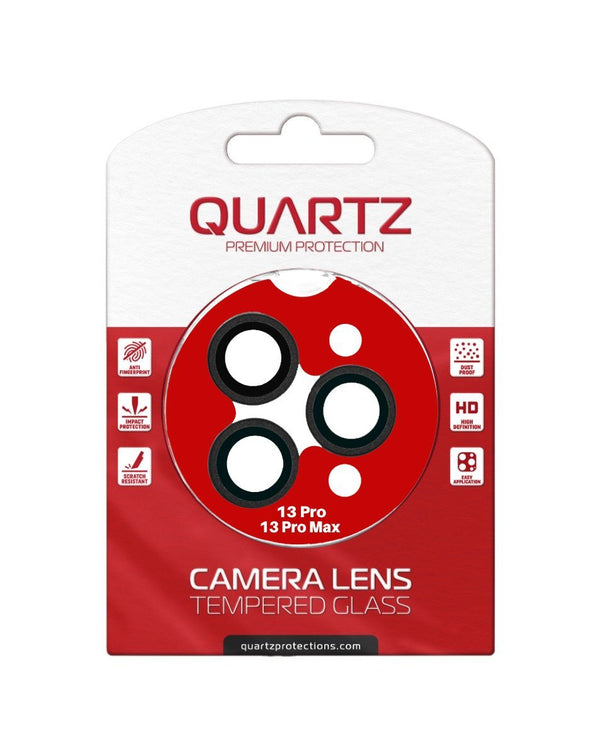 QUARTZ HD Tempered Glass (BLACK) with Glitter Diamond Camera Lens for iPhone 13 Pro Max / 13 Pro Back Camera - Banana Cellular Solutions