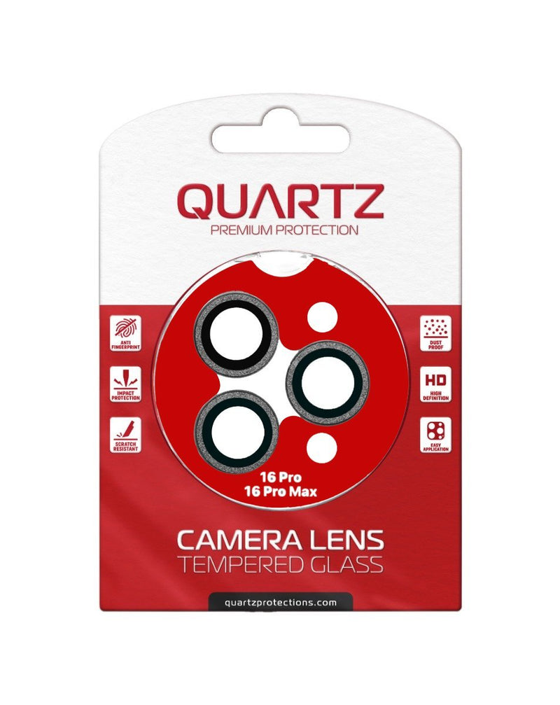 QUARTZ HD Tempered Glass (BLACK) with Glitter Diamond Camera Lens for iPhone 16 Pro / 16 Pro Max Back Camera - Banana Cellular Solutions