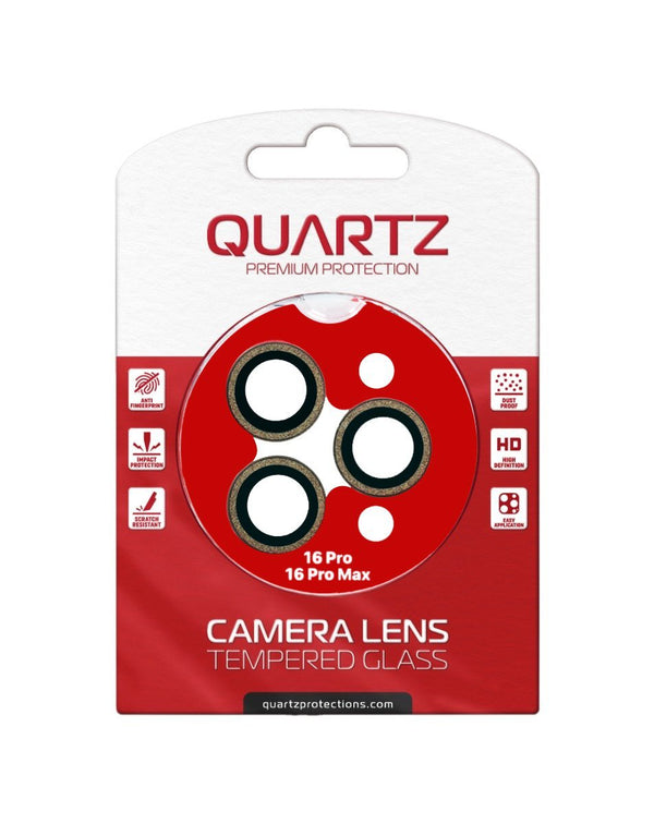 QUARTZ HD Tempered Glass (GOLD) with Glitter Diamond Camera Lens for iPhone 16 Pro / 16 Pro Max Back Camera - Banana Cellular Solutions