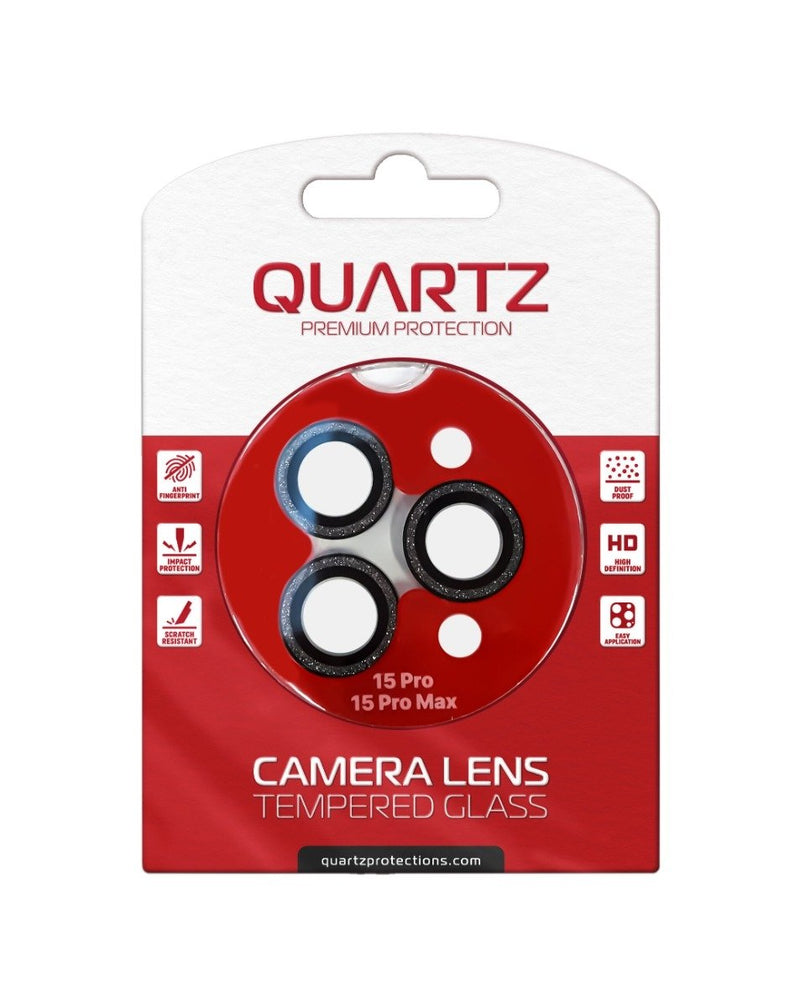 QUARTZ HD Tempered Glass (WHITE) with Glitter Diamond Camera Lens for iPhone 16 Pro / 16 Pro Max Back Camera - Banana Cellular Solutions