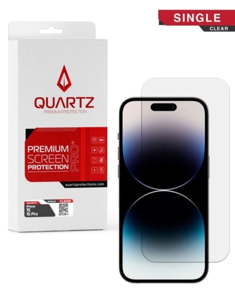 QUARTZ Tempered Glass for iPhone 15 / 15 Pro