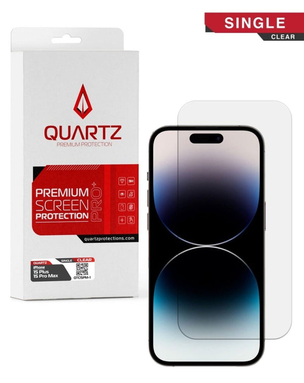QUARTZ Clear Tempered Glass for iPhone 15 Plus / 15 Pro Max (Single Pack) - Banana Cellular Solutions