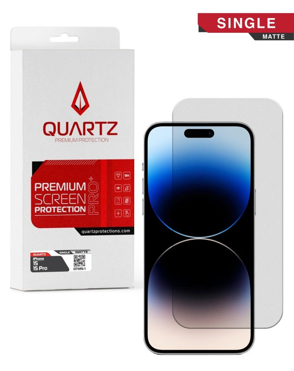 QUARTZ Matte Tempered Glass for iPhone 15 / 15 Pro (Single Pack) - Banana Cellular Solutions