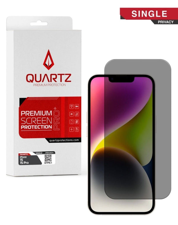 QUARTZ Privacy Tempered Glass for iPhone 15 / 15 Pro (Single Pack) - Banana Cellular Solutions