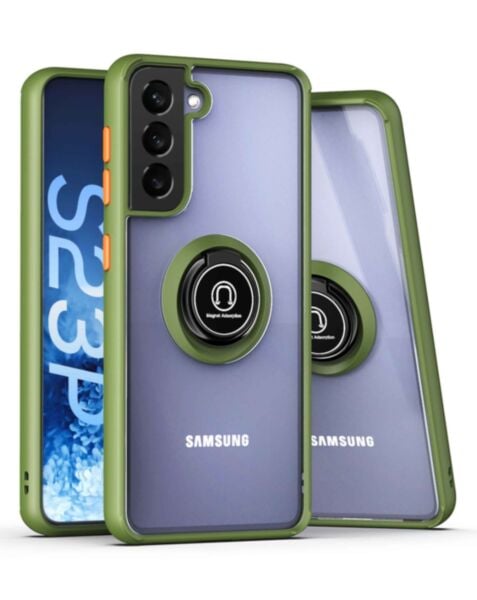 Galaxy S23 Plus Hard PC Rear / Soft TPU Colorful Border Cases w/I - ring Holder