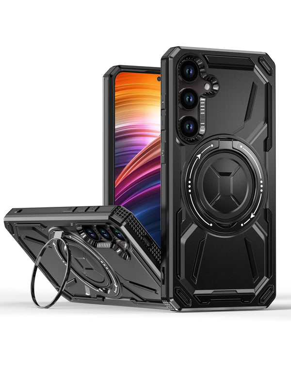 Full-Body Rugged Shockproof Case with Built-in Ring Holder for Galaxy S24FE (Only Ground Shipping)