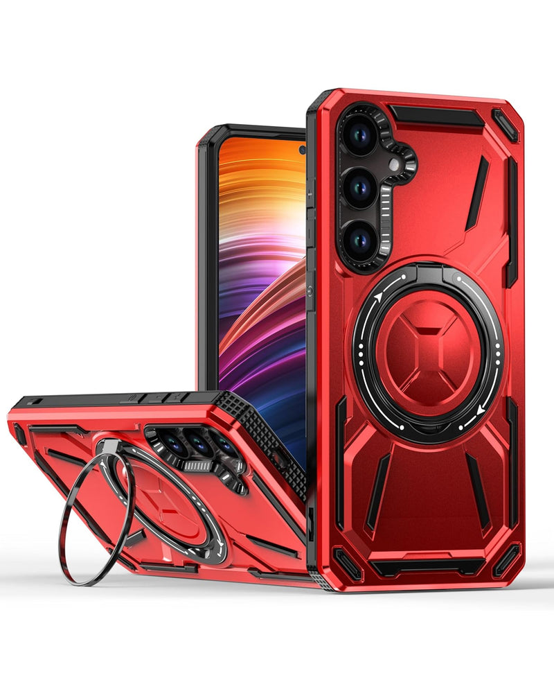 Full-Body Rugged Shockproof Case with Built-in Ring Holder for Galaxy S24FE (Only Ground Shipping)