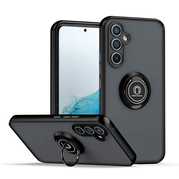 Galaxy S24FE Hard PC Rear / Soft TPU Colorful Border Case with I - ring Holder (Only Ground Shipping)