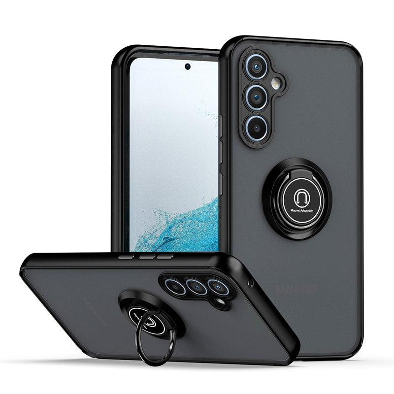 Galaxy S24FE Hard PC Rear / Soft TPU Colorful Border Case with I - ring Holder (Only Ground Shipping)