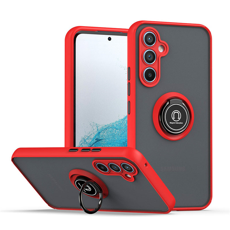 Galaxy S24FE Hard PC Rear / Soft TPU Colorful Border Case with I - ring Holder (Only Ground Shipping)