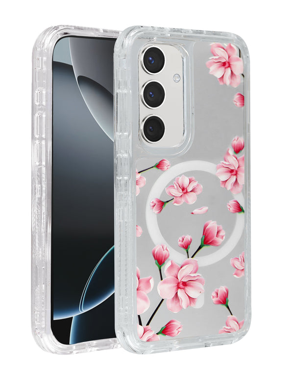 Flower Design Transparent Case with Wireless Charger for Galaxy S24FE (Only Ground Shipping)