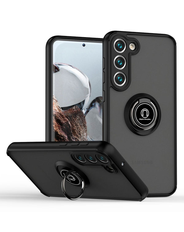 Galaxy S24 / S25 Hard PC Rear / Soft TPU Colorful Border Case with I - ring Holder (Only Ground Shipping) - Banana Cellular Solutions