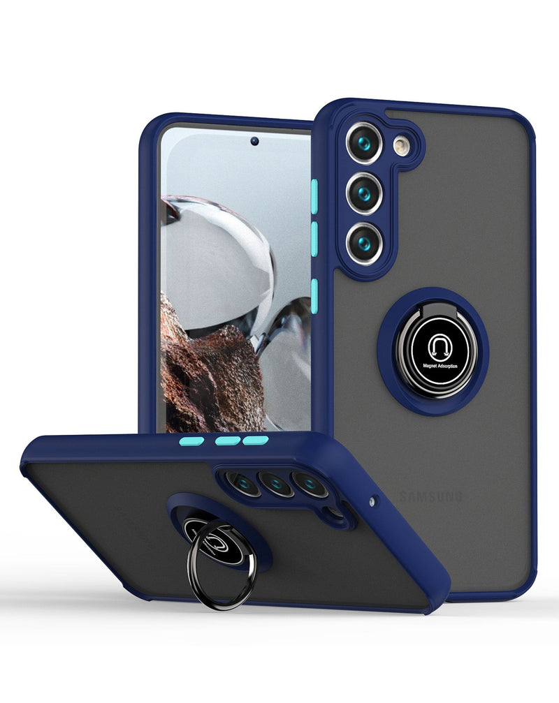 Galaxy S24 / S25 Hard PC Rear / Soft TPU Colorful Border Case with I - ring Holder (Only Ground Shipping) - Banana Cellular Solutions