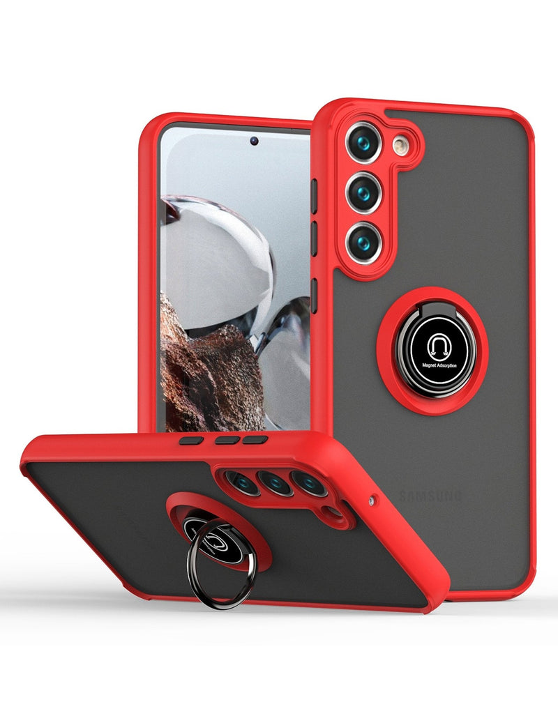 Galaxy S24 / S25 Hard PC Rear / Soft TPU Colorful Border Case with I - ring Holder (Only Ground Shipping) - Banana Cellular Solutions