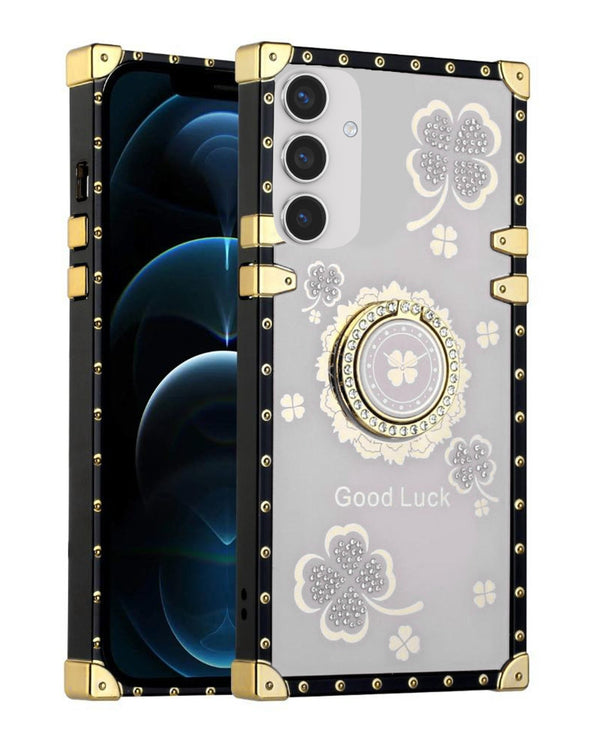 Square Acrylic Mirror Shiny Luxury Case with Ring for Galaxy S24 / S25 (Only Ground Shipping) - Banana Cellular Solutions