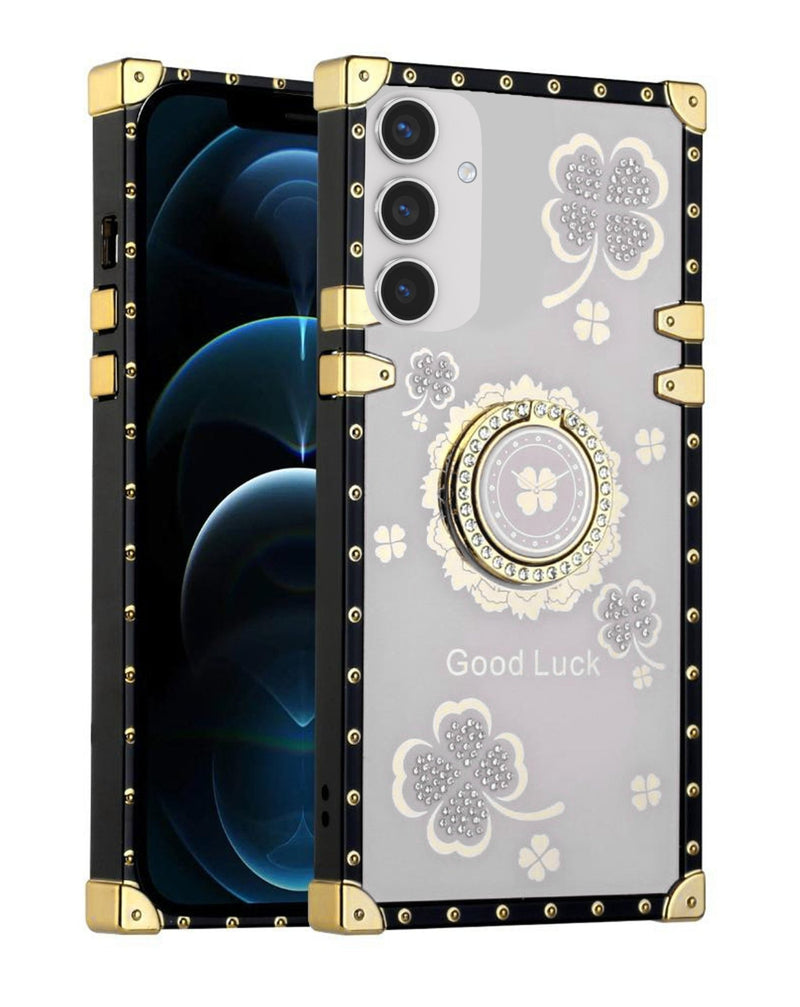 Square Acrylic Mirror Shiny Luxury Case with Ring for Galaxy S24 / S25 (Only Ground Shipping) - Banana Cellular Solutions