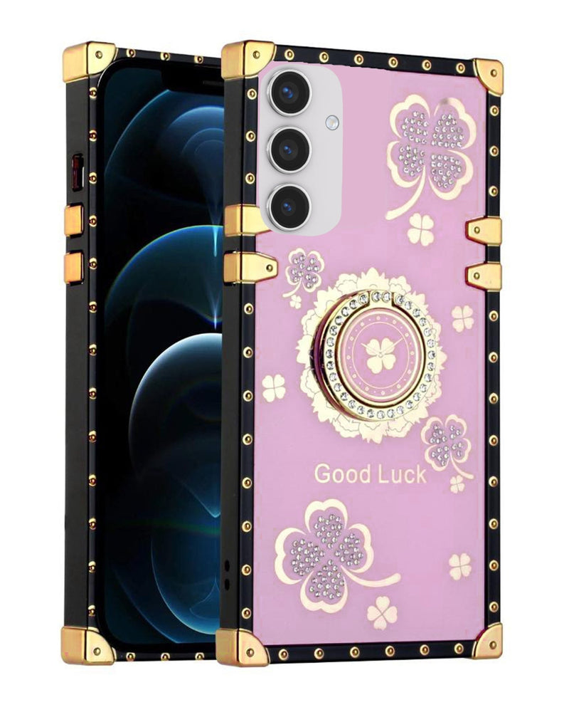 Square Acrylic Mirror Shiny Luxury Case with Ring for Galaxy S24 / S25 (Only Ground Shipping) - Banana Cellular Solutions