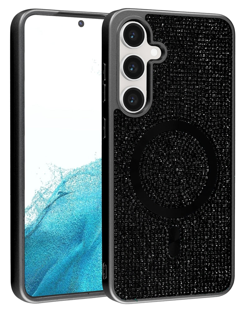 Wireless Charging Bling Diamond Crystal Case - BLACK for Galaxy S24 / S25 (Only Ground Shipping) - Banana Cellular Solutions