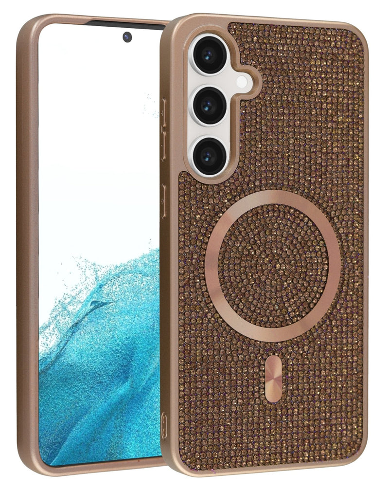 Wireless Charging Bling Diamond Crystal Case - BLACK for Galaxy S24 / S25 (Only Ground Shipping) - Banana Cellular Solutions