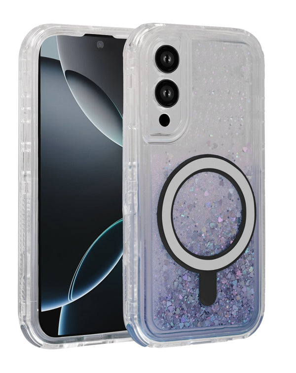 Wireless Charging Protective Glitter Liquid Bumper Case for Galaxy S25E (Only Ground Shipping) - Banana Cellular Solutions