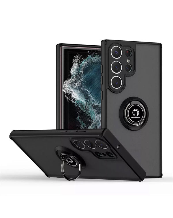 Galaxy S25 Ultra Hard PC Rear / Soft TPU Colorful Border Case with I - ring Holder (Only Ground Shipping) - Banana Cellular Solutions