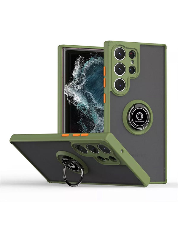 Galaxy S25 Ultra Hard PC Rear / Soft TPU Colorful Border Case with I - ring Holder (Only Ground Shipping) - Banana Cellular Solutions