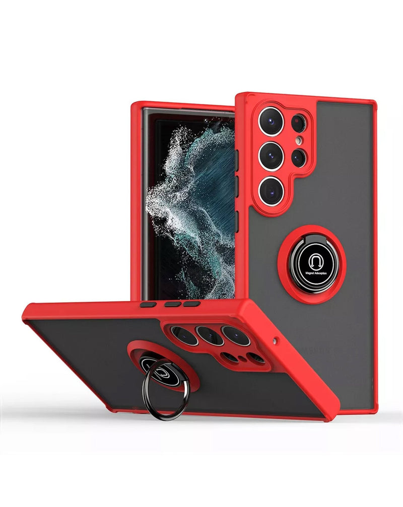 Galaxy S25 Ultra Hard PC Rear / Soft TPU Colorful Border Case with I - ring Holder (Only Ground Shipping) - Banana Cellular Solutions