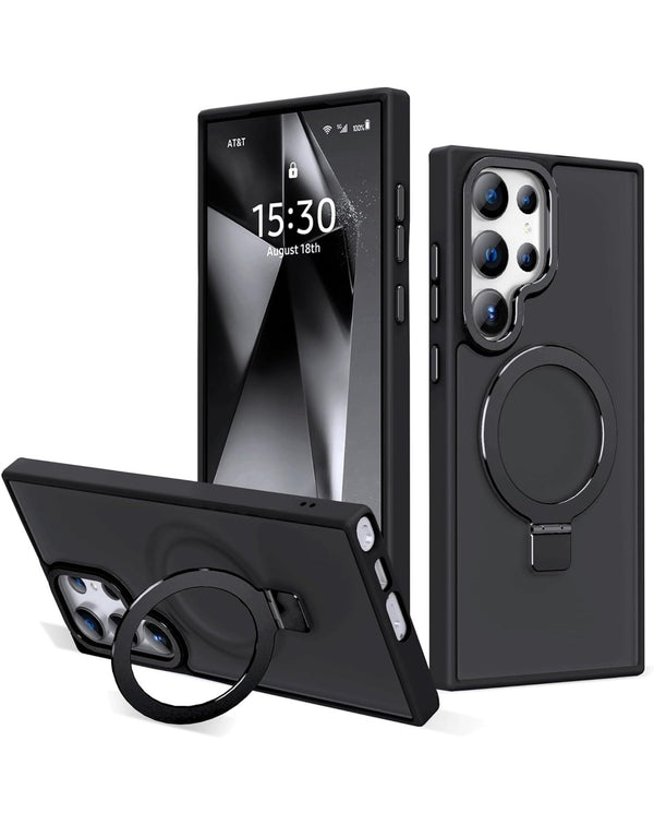 Carbon Wireless Charging Case with Ring Stand for Galaxy S25 Ultra (Only Ground Shipping) - Banana Cellular Solutions