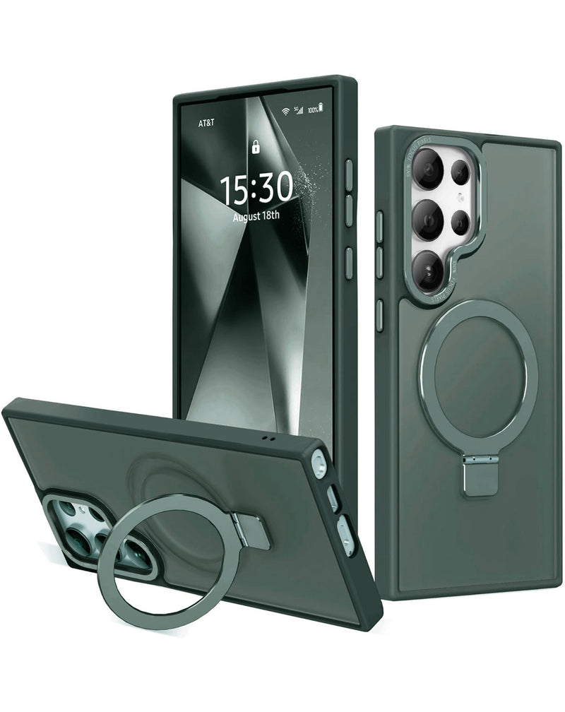 Carbon Wireless Charging Case with Ring Stand for Galaxy S25 Ultra (Only Ground Shipping) - Banana Cellular Solutions