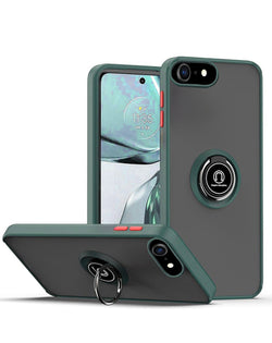 iPhone 16e Hard PC Rear Case – Soft TPU Colorful Border + I-Ring Holder
