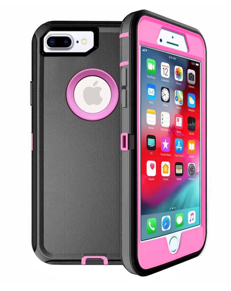 iPhone 7 Plus / iPhone 8 Plus Shockproof Defender Case Cover - Hot Pink